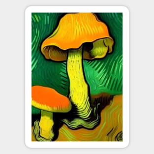 STYLISH YELLOW AND ORANGE VAN GOGH STYLE MUSHROOMS Sticker